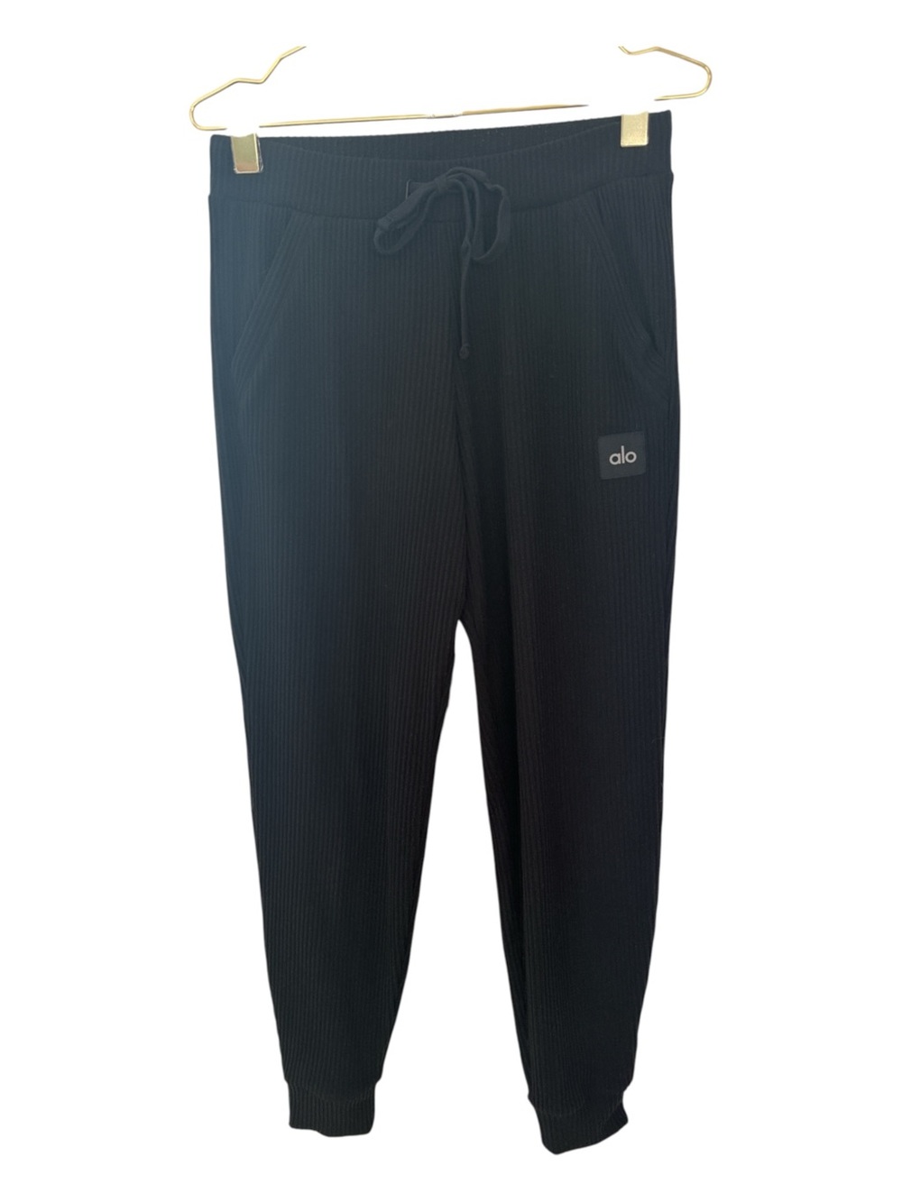 Alo Yoga Women's Muse Ribbed Knit Jogger Sweatpants Black